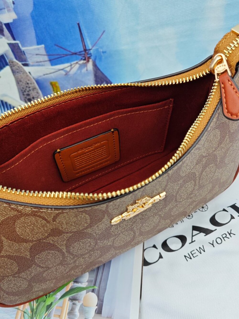 😁😁Coach Teri Shoulder Bag In Signature Canvas brown - Picture 5 of 7